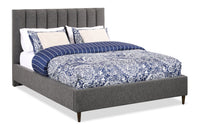 Kort & Co. Rain Upholstered Platform Bed in Charcoal Fabric, Tufted - Queen Size 