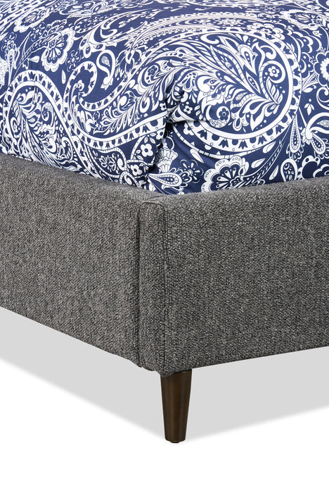 Kort & Co. Rain Upholstered Platform Bed in Charcoal Fabric, Tufted - Queen Size
