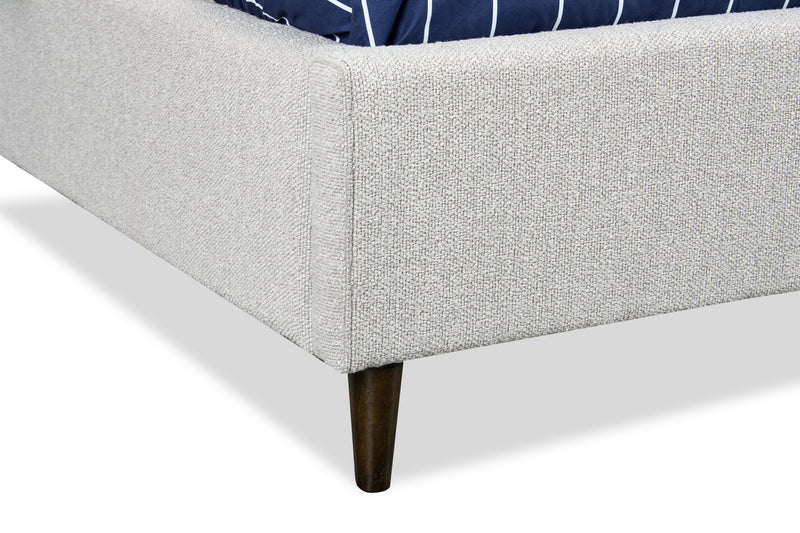 Kort & Co. Rain Upholstered Platform Bed in Light Grey Fabric, Tufted - Queen Size