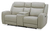Reign 78" Top-Grain Genuine Leather Power Reclining Loveseat with Console - Deltona Moonshine Taupe | Causeuse à inclinaison électrique Reign de 78 po en cuir véritable de qualité supérieure avec console - taupe clair de lune Deltona