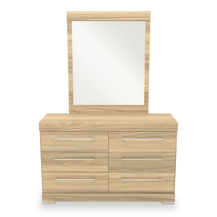 Riley 5pc Bedroom Set with Panel Bed, Dresser & Mirror, Made in Canada, Natural - Full Size