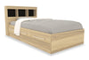 Riley Mates Bed 5pc Set with Bookcase Headboard, Dresser & Mirror, Natural - Twin Size | Ensemble lit matelot Riley 5 pièces avec tête de lit bibliothèque, commode et miroir, naturel - format lit simple
