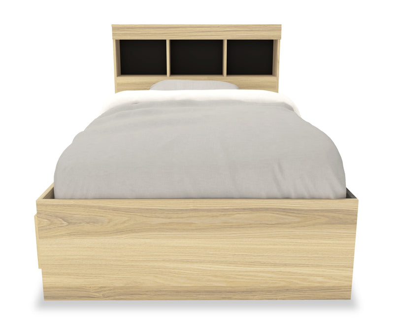 Riley Mates Bed 5pc Set with Bookcase Headboard, Dresser & Mirror, Natural - Twin Size