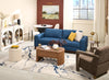 River 87" Linen-Look Fabric Sofa with Wood Base and Legs - Blue | Sofa River de 87 po en tissu d’apparence lin avec base et pattes en bois - bleu