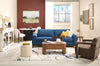 River 87" Linen-Look Fabric Sofa with Wood Base and Legs - Blue | Sofa River de 87 po en tissu d’apparence lin avec base et pattes en bois - bleu