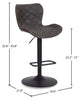 Seth Barstool with Swivel & Adjustable Seat, Vegan Leather Fabric, 23-31"H, Metal - Grey | Tabouret 23-31 po bar Seth en tissu de cuir végétalien et en métal avec siège pivotant et réglable - gris