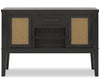 Shaw Dining Server with Storage & Built-In Wine Rack, Cane-Look Details, 56\"W - Black