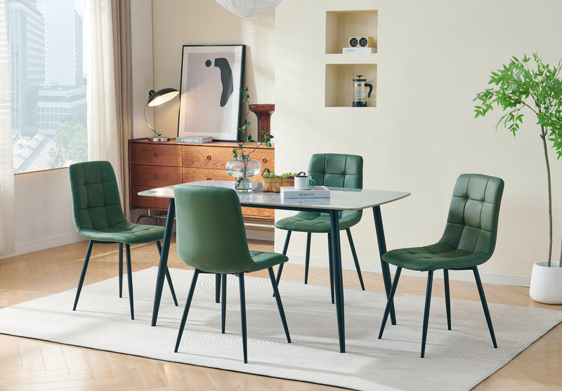 Arlo Dining Table with Sintered Stone Top, 55\"W, Metal - Grey/Black