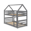 Gemma Twin Over Twin House Bunk Bed with Roof, Built-in Ladder & Guardrails for Kids - Grey | Lits simples superposés Gemma en forme de maison avec toit, échelle intégrée et garde-corps pour enfants - gris