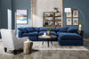 Eclipse Modular 4-Piece Linen-Look Fabric Pit Sofa Sectional with Reversible Feather Down Cushions - Navy Blue | Sofa sectionnel modulaire de style cocon Eclipse 4 pièces en tissu d’apparence lin avec coussins réversibles en duvet et plumes - bleu marine