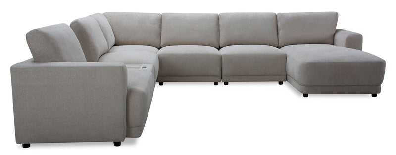 Voyage Modular 7-Piece Right-Facing Fabric Sectional with Console and Removable Back Cushions – Taupe