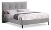 Amos Upholstered Platform Bed Base in Grey Fabric - Queen Size | Base de lit plateforme Amos rembourrée en tissu gris - format grand lit