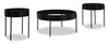 Moira 36” Modern 3-Pack Round Coffee + 2 End Tables - Black | Ensemble de 3 tables modernes Moira de 36 po, table à café et 2 tables de bout - noir