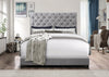 Candace Upholstered Bed in Velvet Grey Fabric, Button Tufted - King Size | Lit rembourré Candace en tissu de velours gris avec capitonnage à boutons - format très grand lit