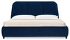 Mave Upholstered Platform Bed in Blue Velvet Fabric - King Size | Lit plateforme rembourré Mave en tissu de velours bleu - format très grand lit