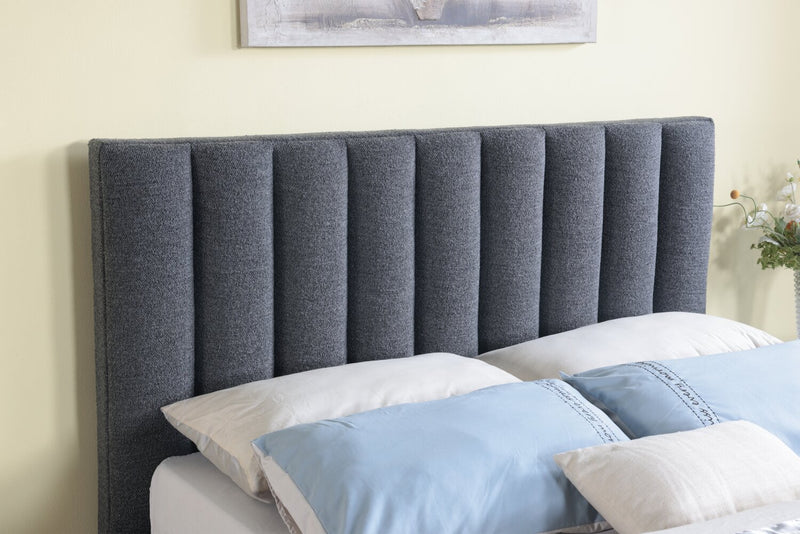 Kort & Co. Rain Upholstered Platform Bed in Charcoal Fabric, Tufted - King Size