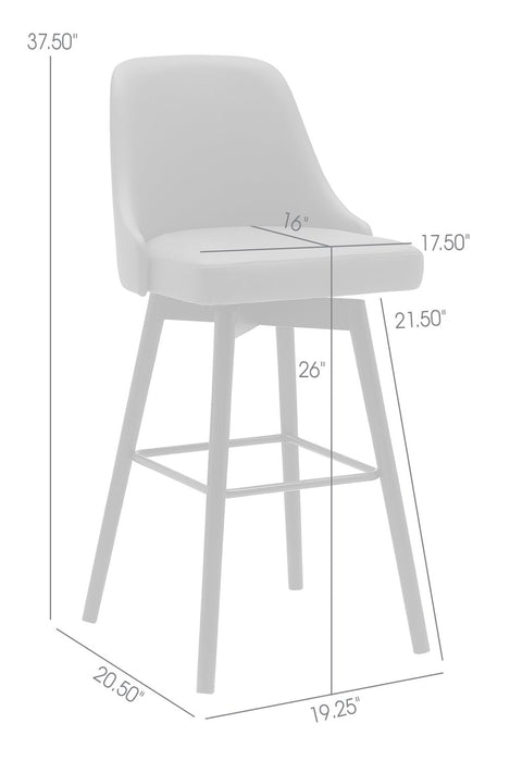 Nash Counter-Height Stool with Swivel Seat & Polyester Fabric, 26.5\"H, Wood & Metal - Grey
