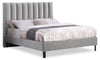 Amos Upholstered Platform Bed Base in Grey Fabric - Full Size | Base de lit plateforme Amos rembourrée en tissu gris - format lit double