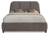 Mave Upholstered Platform Bed in Grey Velvet Fabric - Queen Size | Lit plateforme rembourré Mave en tissu de velours gris - format grand lit