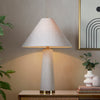 Rachel 19" Contemporary Table Lamp with Linen Shade – Brass | Lampe de table contemporaine Rachel de 19 po avec abat-jour en lin - laiton
