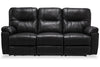 Made in Canada Dawson 87" Genuine Leather Power Reclining Sofa with USB Port and Accent Pillows - Black | Sofa à inclinaison électrique Dawson de 87 po fabriqué au Canada en cuir véritable avec port USB et oussins décoratifs - noir