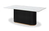 Kort & Co. Capri 5pc Dining Set with Table & 4 Chairs, Gold Accent, Pedestal Base, 72"W - Black | Ensemble de salle à manger Capri de Kort & Co. 5 pièces avec table de 72 po (L), touches dorées, base piédestal et 4 chaises - noir