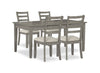 Cove 5pc Dining Table Set with Table & 4 Chairs, Storage Drawers, Melamine, 66\"W - Grey