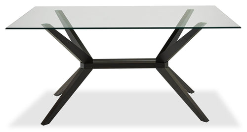 Ace Dining Table with Glass Top, 63"W - Brown 