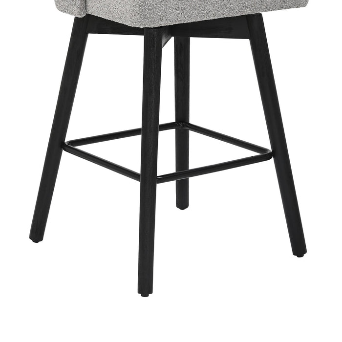 Nash Counter-Height Stool with Swivel Seat & Polyester Fabric, 26.5\"H, Wood & Metal - Grey