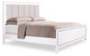 Halo Panel Bed with Headboard & Frame, LED, Glam, White - King Size | Lit à panneaux Halo somptueux avec tête de lit, cadre de lit et éclairage à DEL, blanc - format très grand lit