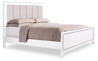 Halo Panel Bed with Headboard & Frame, LED, Glam, White - King Size 