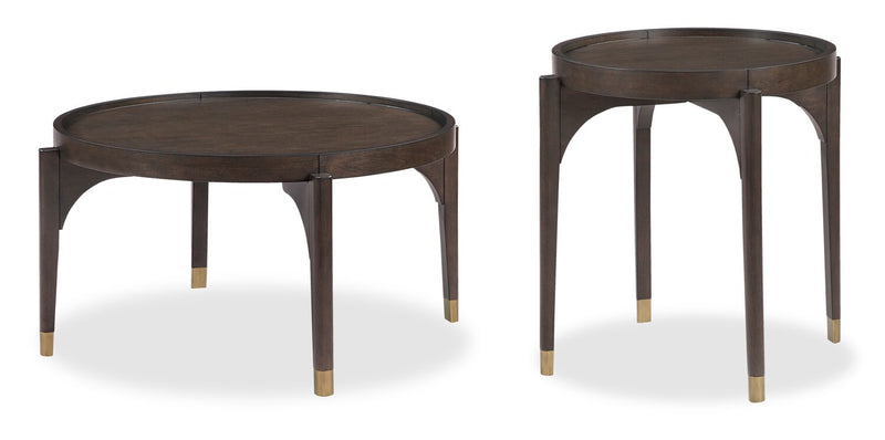 Neeva 36\" Modern Round Coffee Table - Dark Brown Birch