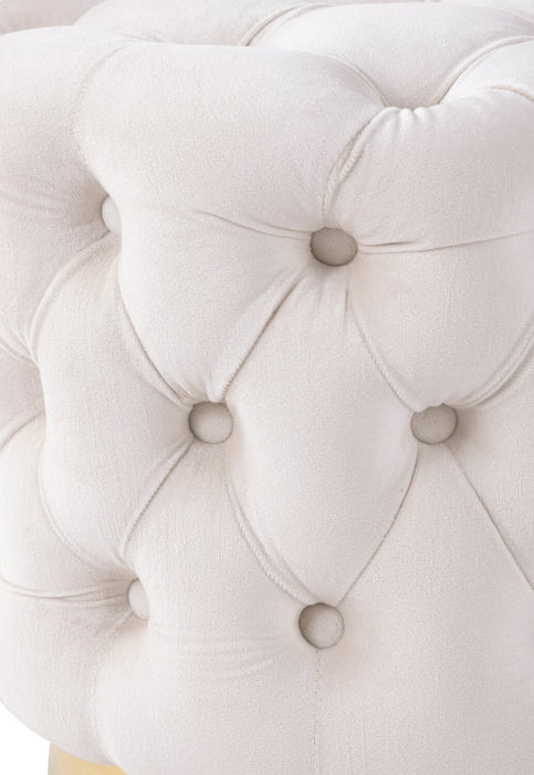 Adell 17\" Round Fabric Ottoman with Gold Base - White