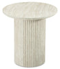 Sullivan 23.6" Round End Table with Sintered Stone Top - Beige Travertine | Table de bout ronde Sullivan de 23,6 po avec dessus en pierre frittée - travertin beige