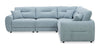 Alora 5-Piece Fabric Sectional with Three Accent Pillows and Rolled Arms - Blue | Sofa sectionnel Alora 5 pièces en tissu avec 3 coussins décoratifs et accoudoirs enroulés - bleu
