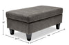 Made in Canada Nofia 44" Chenille Fabric Storage Ottoman with Wood Legs - Charcoal Grey | Pouf de rangement Nofia de 44 po fabriqué au Canada en tissu de chenille avec pattes en bois - gris anthracite