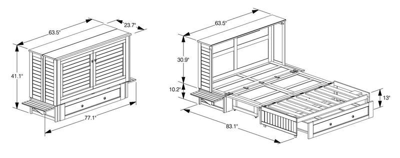 Parker Cabinet Bed, Weathered Brown - Queen Size