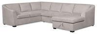 Envy 3-Piece Right-Facing Chenille Fabric Sleeper Sectional with Storage Chaise - Fog Grey 