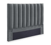 Amos Upholstered Storage Bed in Charcoal Fabric with Channelled Headboard & 3 Built-in Drawers - King Size | Lit de rangement Amos rembourré en tissu anthracite avec tête de lit à canaux et 3 tiroirs intégrés - format très grand lit