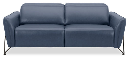 Riviera Top-Grain Genuine Leather Power Reclining Sofa - Blue | Sofa à inclinaison électrique Riviera en cuir véritable de qualité supérieure - bleu