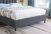 Kort & Co. Rain Upholstered Platform Bed in Charcoal Fabric, Tufted - King Size | Lit plateforme rembourré Rain de Kort & Co. en tissu anthracite capitonné - format très grand lit