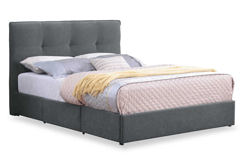 Amos Upholstered Headboard in Charcoal Fabric, Tufted - Queen Size