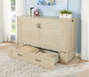 Parker Cabinet Bed with Memory Foam Mattress, Brushed Driftwood - Queen Size    | Armoire-lit Parker - Taupe