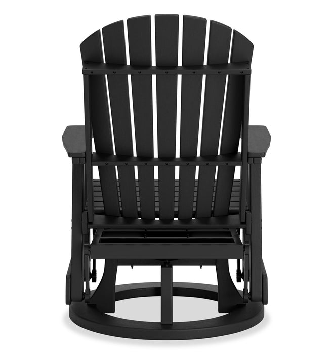 Lake Outdoor Patio Glider Swivel Chair - High Density Plastic, Weather Resistant – Black