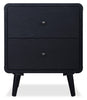 Milan Bedside 2-Drawer Nightstand, Mid-Century Modern,  22"W x 26"H - Black | Table de nuit moderne du milieu du 20e siècle Milan de 22 po (l) x 26 po (H) à 2 tiroirs - noire
