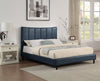 Paseo Platform Bed in Navy Vegan-Leather Fabric - Queen Size  | Lit plateforme rembourré Paseo en tissu de cuir végétalien bleu marine - format grand lit