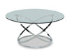 Hendrix 36" Modern 2-Pack Glass Top Coffee + End Table - Chrome with Metal Base | 2 tables modernes Hendrix de 36 po (table à café et table de bout) avec dessus en verre - chromées avec base en métal