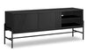 Jae 59" Modern TV Stand with Storage and Cable Management for TVs up to 65"- Black|Meuble pour téléviseur moderne Jae de 59 po avec rangement et système de gestion des câbles pour téléviseurs jusqu’à 65 po - noir
