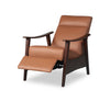 Aydin 27.5" Genuine Leather Pushback Reclining Accent Chair with Wood Armrests and Legs - Camel Orange | Fauteuil d’appoint à inclinaison par poussée Aydin de 27,5 po en cuir véritable avec accoudoirs et pattes en bois - orange chameau
