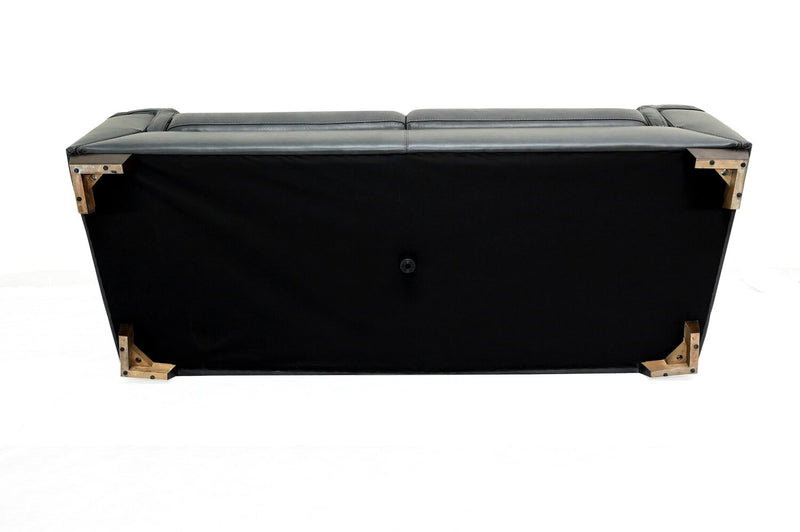 Classico 90\" Genuine Leather Sofa with Wood Legs – Carbon Grey